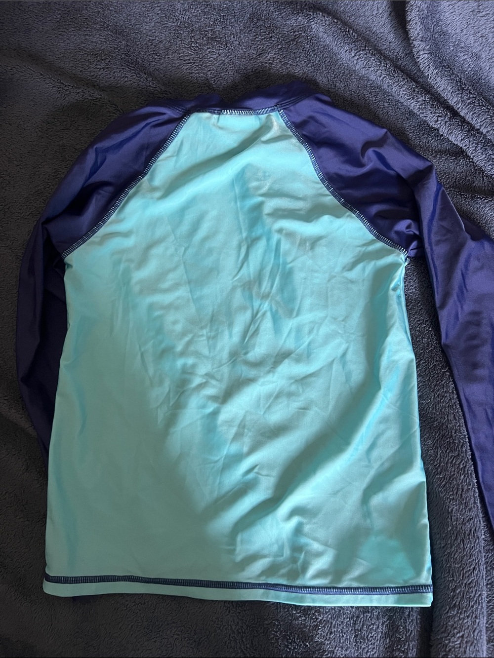 Boys Rash Guard & Swimsuit Set - Light Blue Top & Orange Shark Shorts size 7/8 - Picture 5 of 7